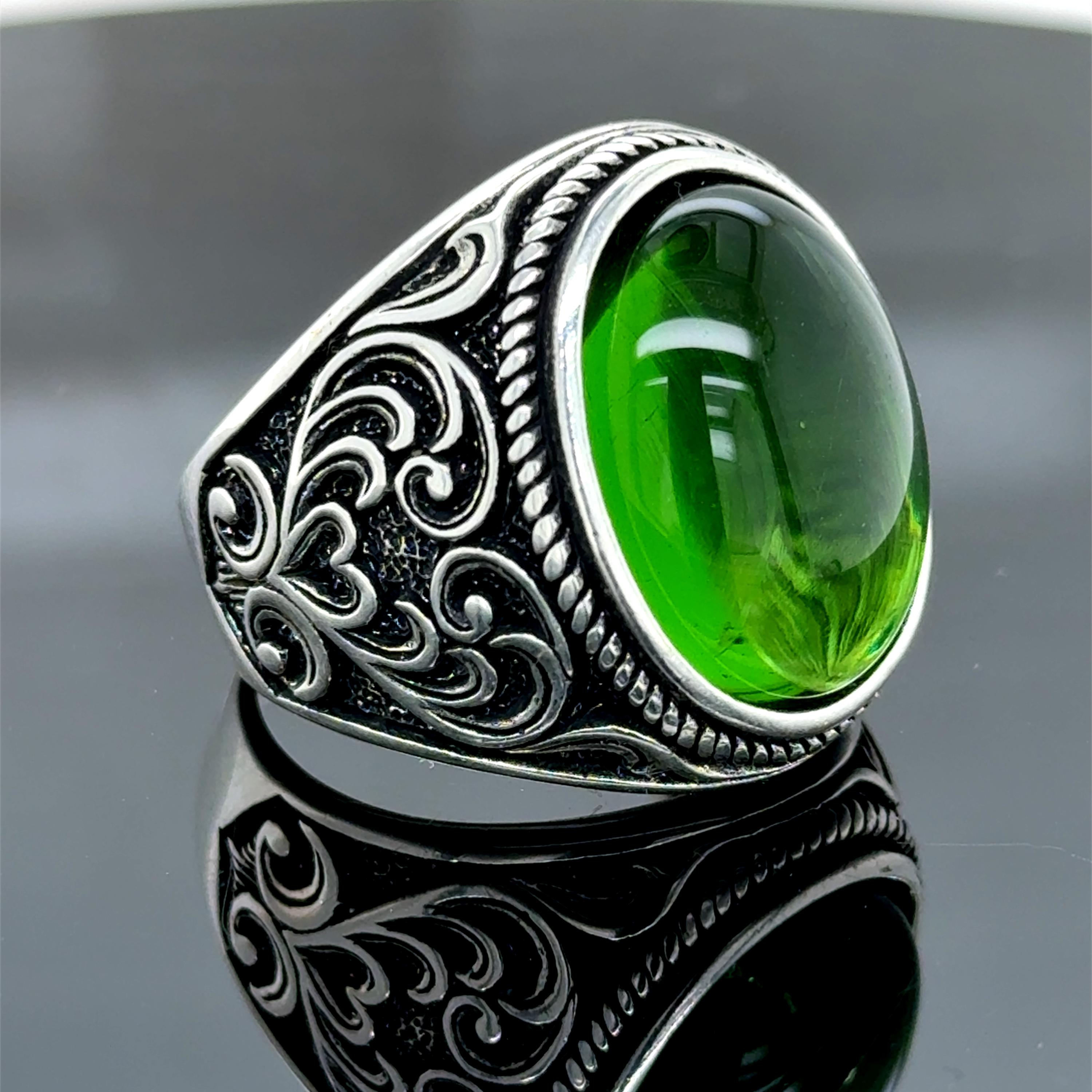 Anello di pietre preziose Anello da uomo in argento sterling 925 con pietra di zirconi blu acqua rossa Gioielleria raffinata Anelli di moda per uomo Regalo per lui acquista in modo economico