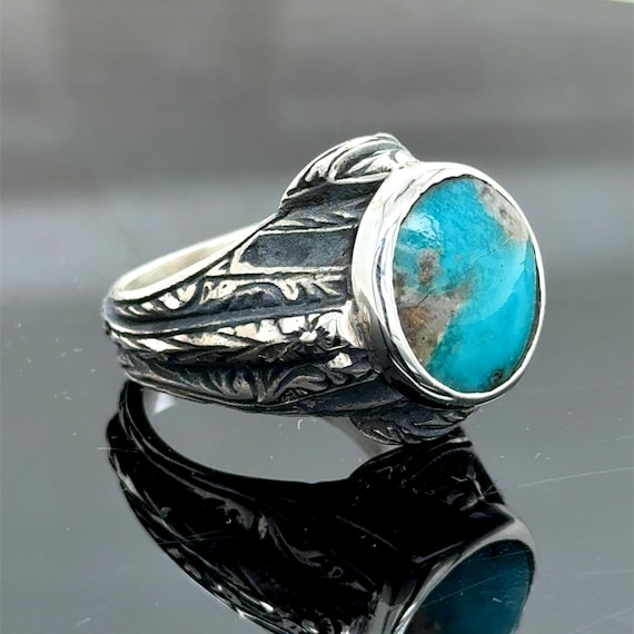 【インド直輸入】 シルバー925天然ターコイズ メンズリング インド直輸入】 シルバー925天然ターコイズ メンズリング シルバー925