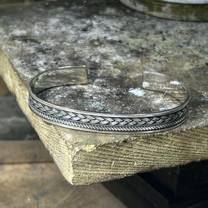 Silver Cuff Bracelet , Unisex Handmade Silver Bracelet , Silver Knitted Bracelet , 925k Sterling Silver Bracelet , Christmas Gift