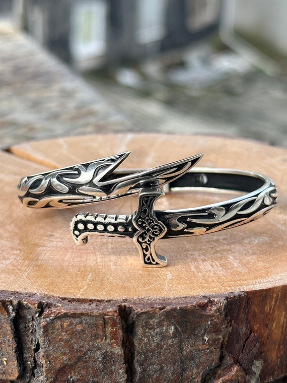 Silver Sword Bracelet , Mens Zulfiqar Bracelet , Adjustable Sword