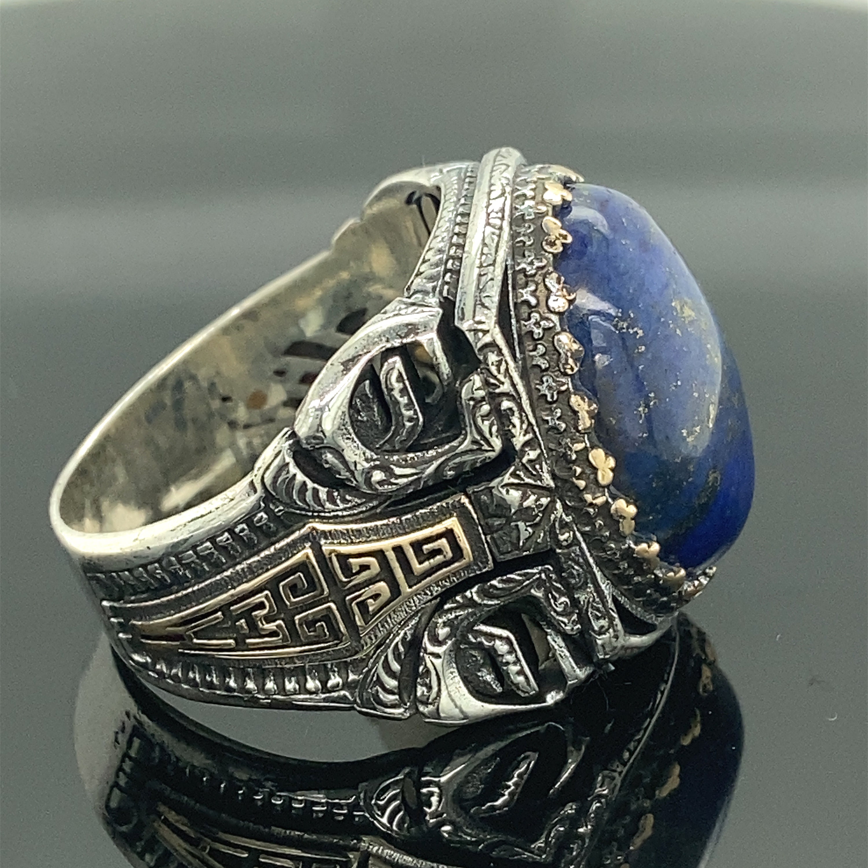 ＊NEW＊トルコ製 ハンドメイド メンズリング シルバー925（ラピスラズリ） ラピスラズリリング、トルコ製ハンドメイドラピスリング、ブルー