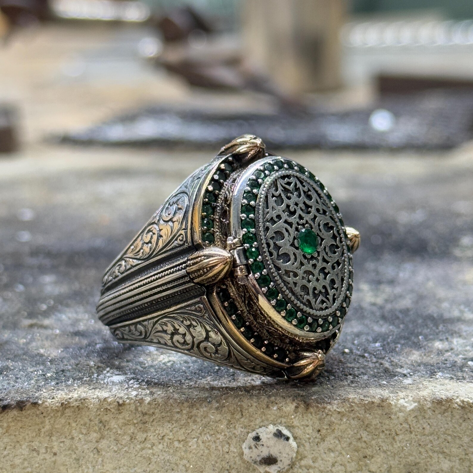 Islamic Rings Stone Names Silver Hasbiyallahu Islamic Ring , Emerald Gemstone Ring, İslamic ...