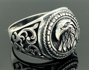 Buy Eagle Handmade Signet Ring,eagle 925 Sterling Silver Handmade