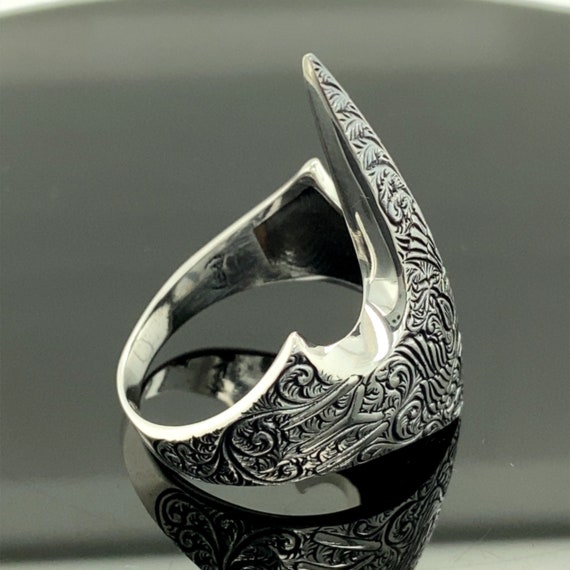 Mens Sterling Silver Thumb Ring - Custom band Ring - Engraved Ring - Nadin  Art Design - Personalized Jewelry