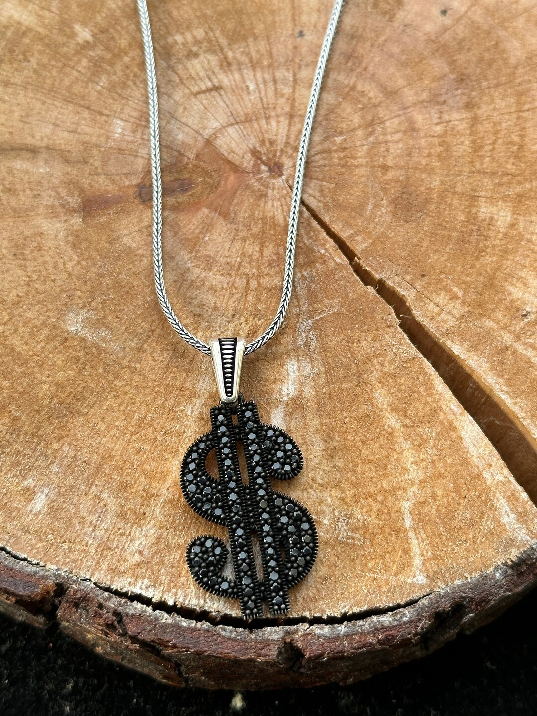 Dollar Sign Necklace , Hip Hop Necklace , USD Money Symbol Necklace