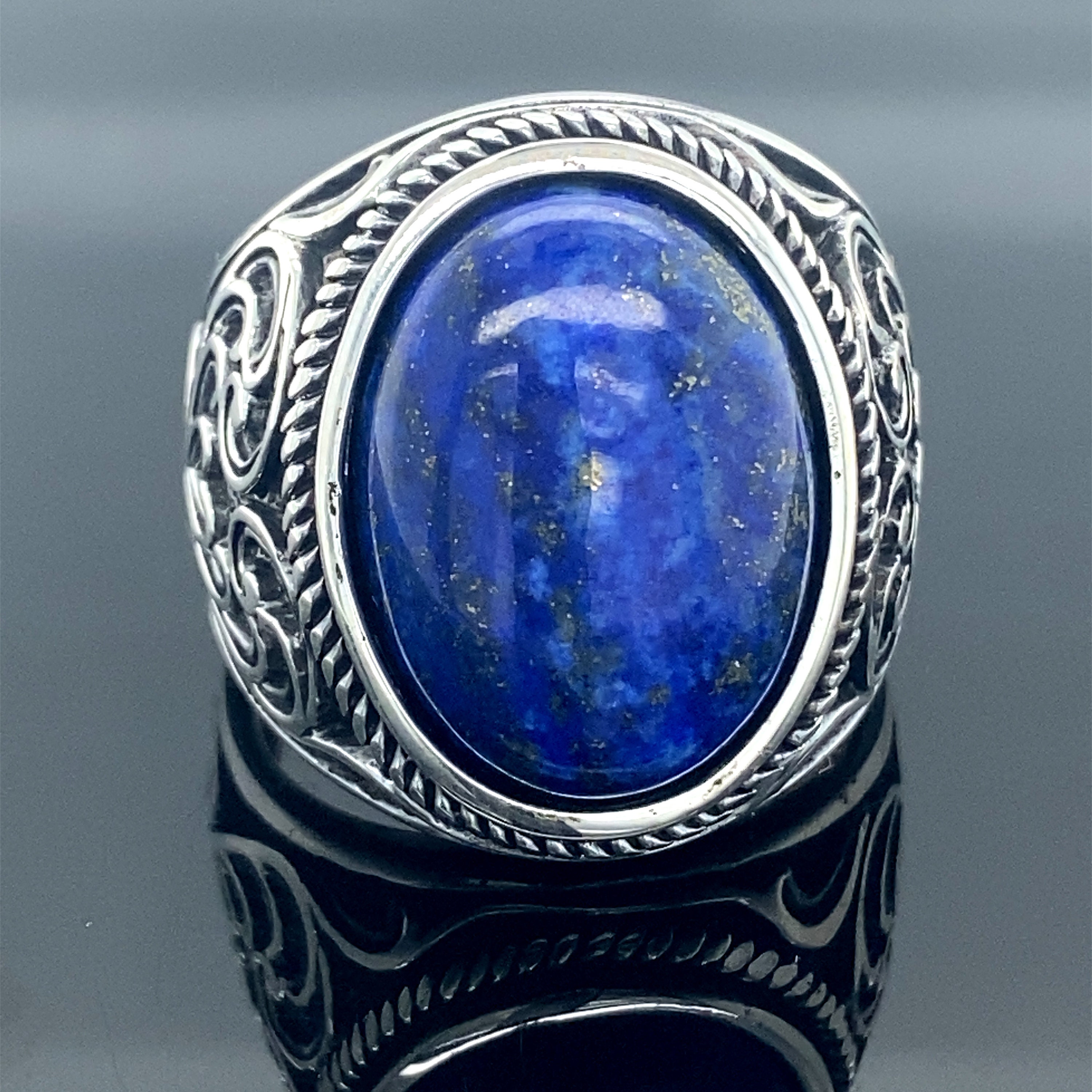 ＊NEW＊トルコ製 ハンドメイド メンズリング シルバー925（ラピスラズリ） ラピスラズリリング、トルコ製ハンドメイドラピスリング、ブルー