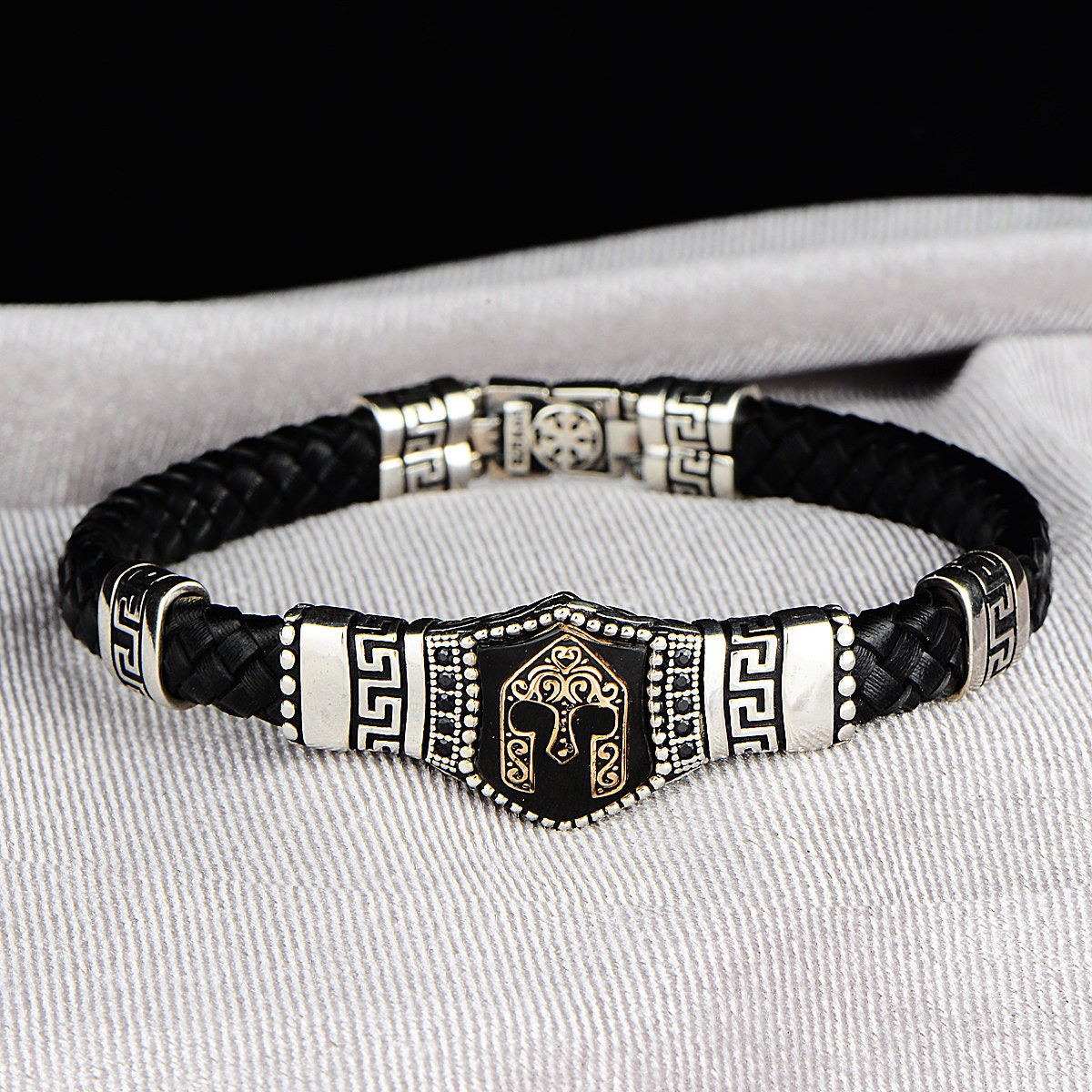 Buy Men Handmade Bracelet Silver Helmet Bracelet Spartan
