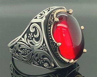Red Stone Ring - Etsy