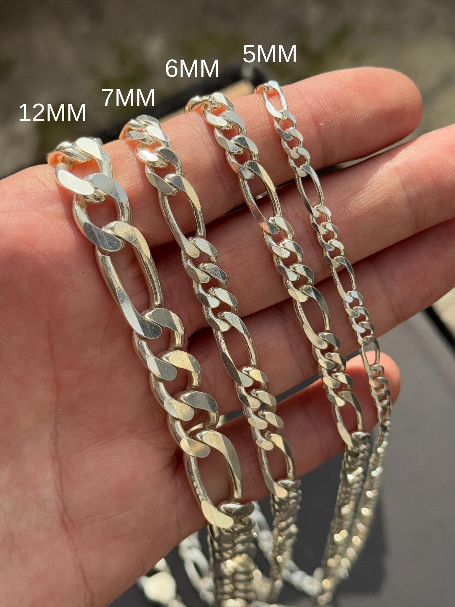 Catena Figaro A Maglie Alternate 1/1,4 Facce, 7 Mm, Argento 925 Ref 10076 Prcode Wvf 0009 - Foto 7