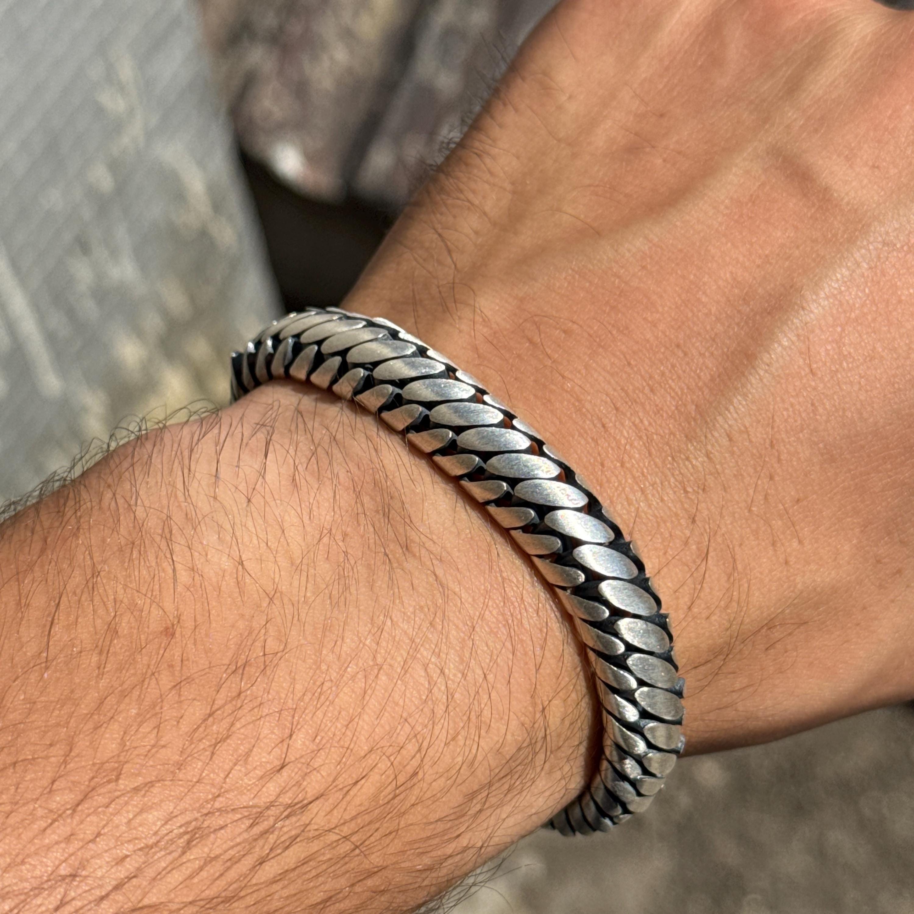 Silver Leon Head Chain Bracelet, 10MM Curb Chain Bracelet, Gourmet