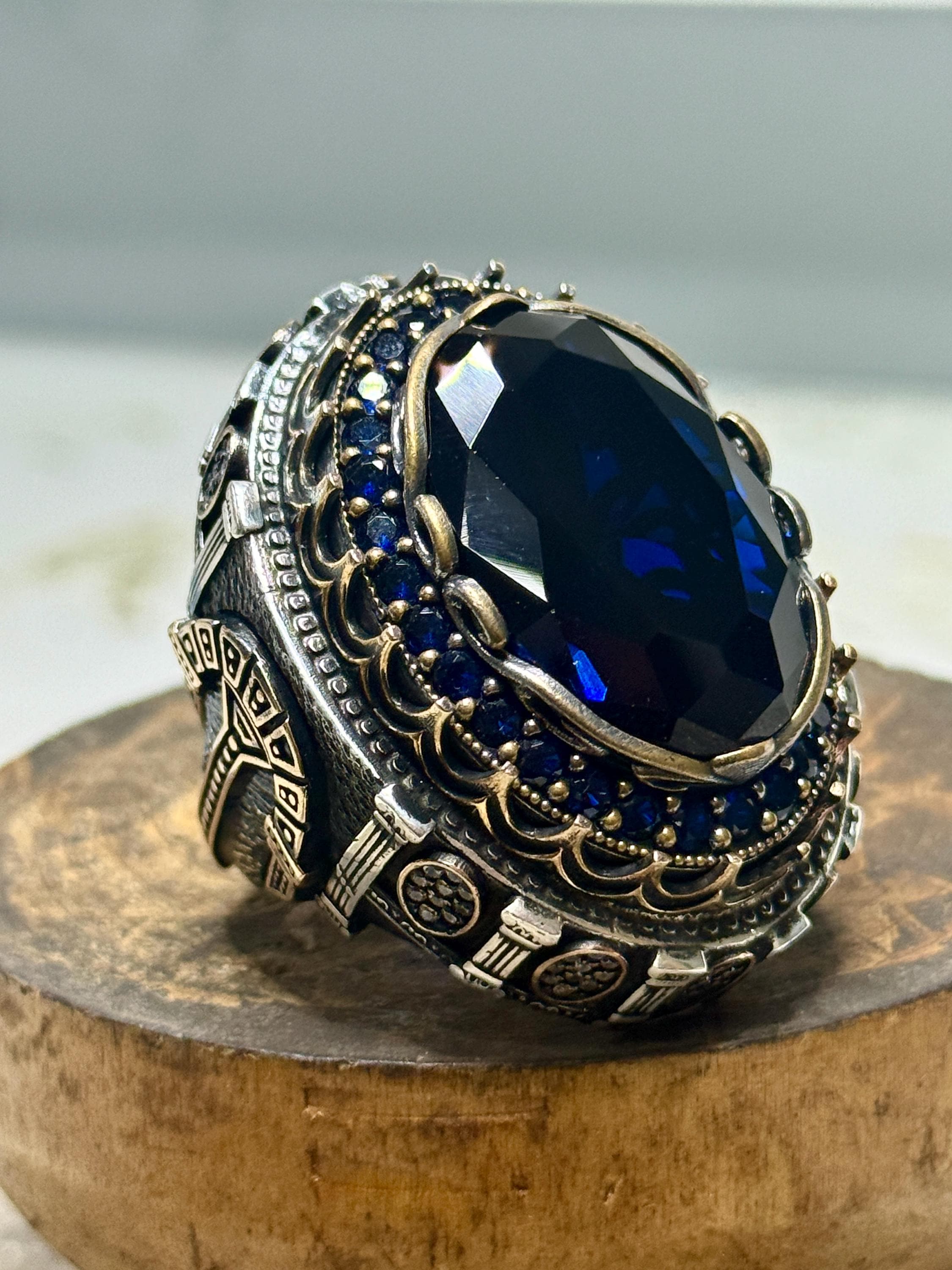 Anello Uomo/Donna In Acciaio Inossidabile Con Pietra Nera O Topazio Blu - Bandmax, Regalo Ideale - 5