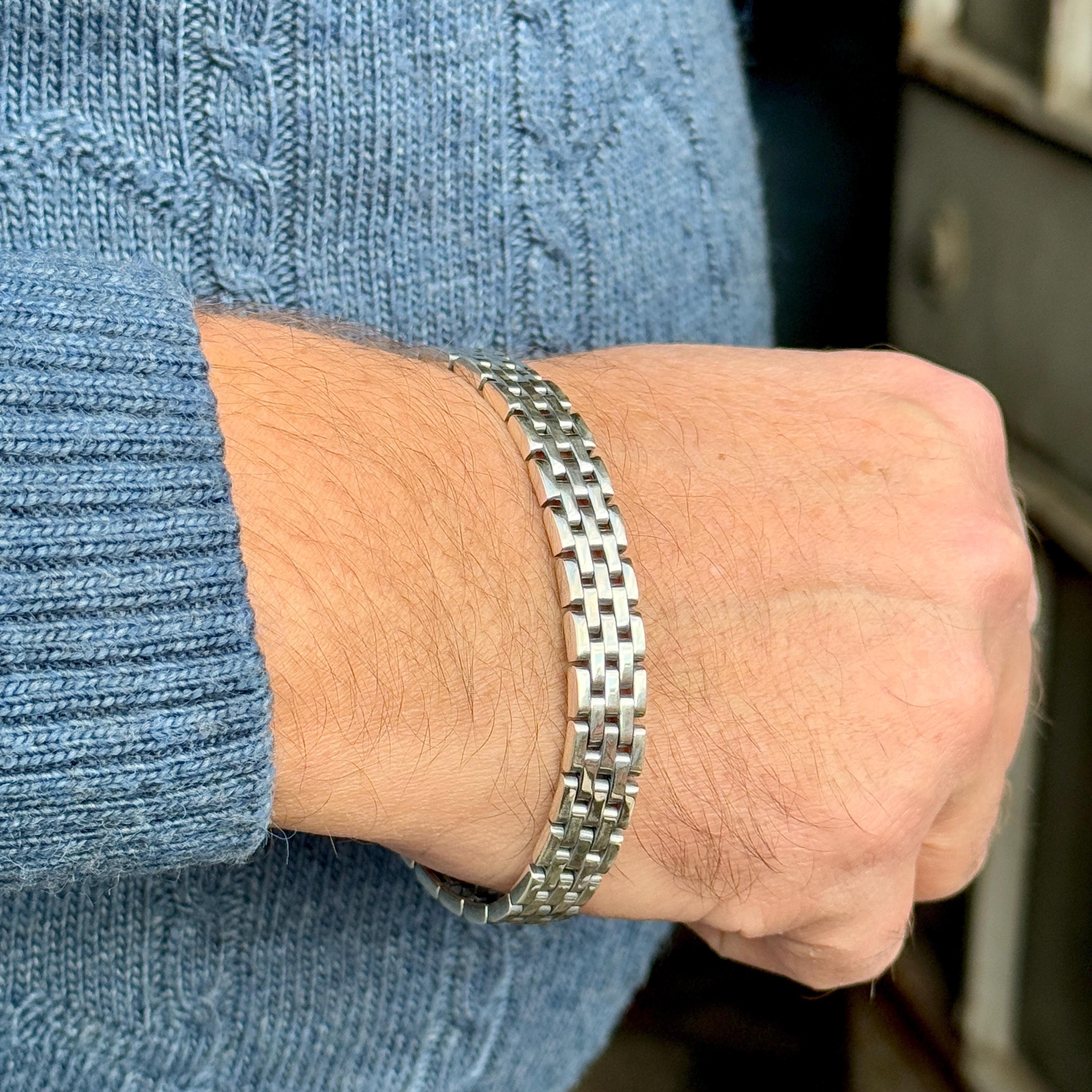 メンズ 925 スターリングシルバーブレスレット、シルバー太いチェーン 