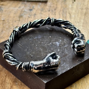 Silver Punch Bracelet , Power Bracelet , Antique Punch Cuff Bracelet , Man Heavy Silver Bracelet , Adjustable Cuff Bracelet , 925k Silver