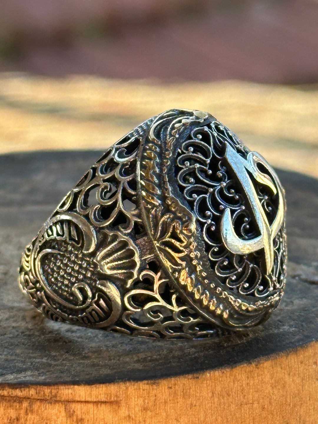 Men's Silver Islamic Ring Elif & Waw Band