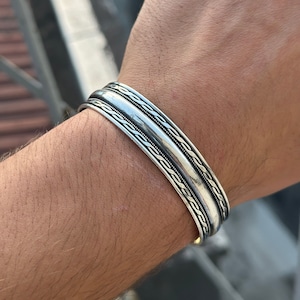 Men Silver Bracelet , Handmade 18MM Cuff Bracelet , Sterling Silver Bracelet , Adjustable Silver Bracelet , 925k Sterling Vintage Bracelet