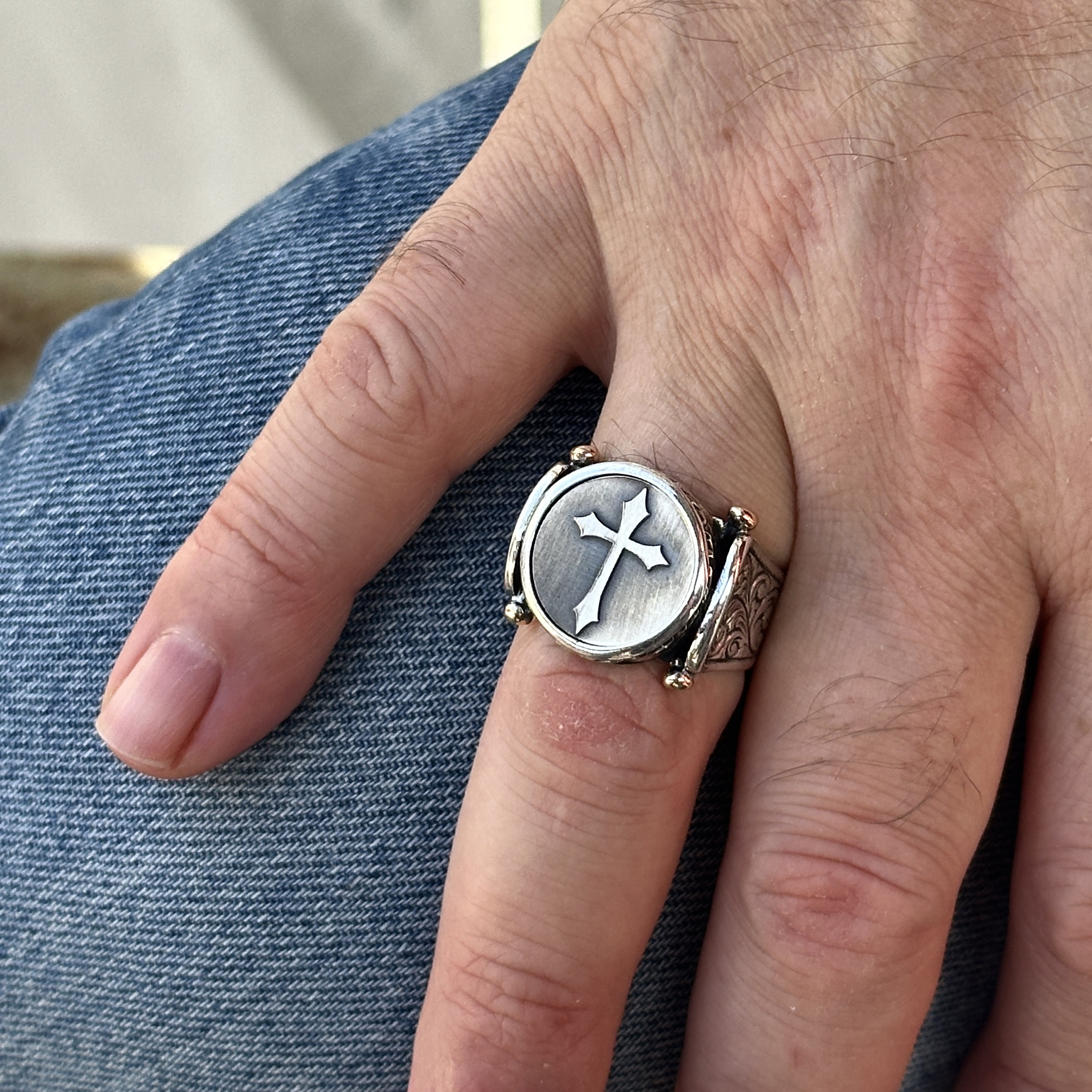 Silver Christian Ring, Engraved Cross Ring,religious Cross Ring, Silver ...