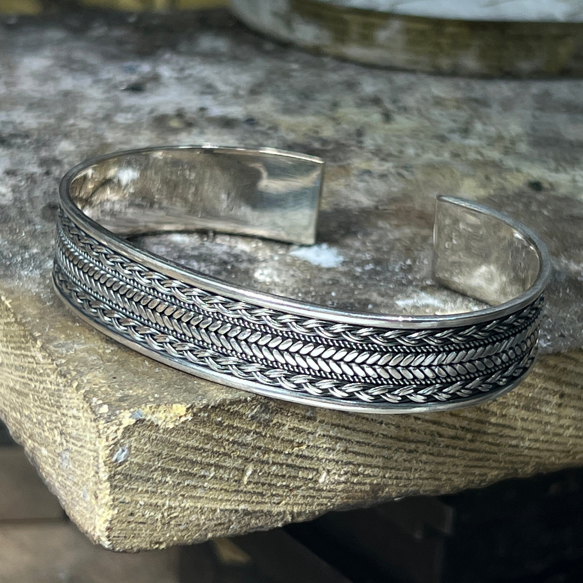 ブレスレット BLENDOFF Blade Cuff Bracelet Silver 925 Silver Cuff Thick Bracelet , Unisex Handmade Cuff Bracelet