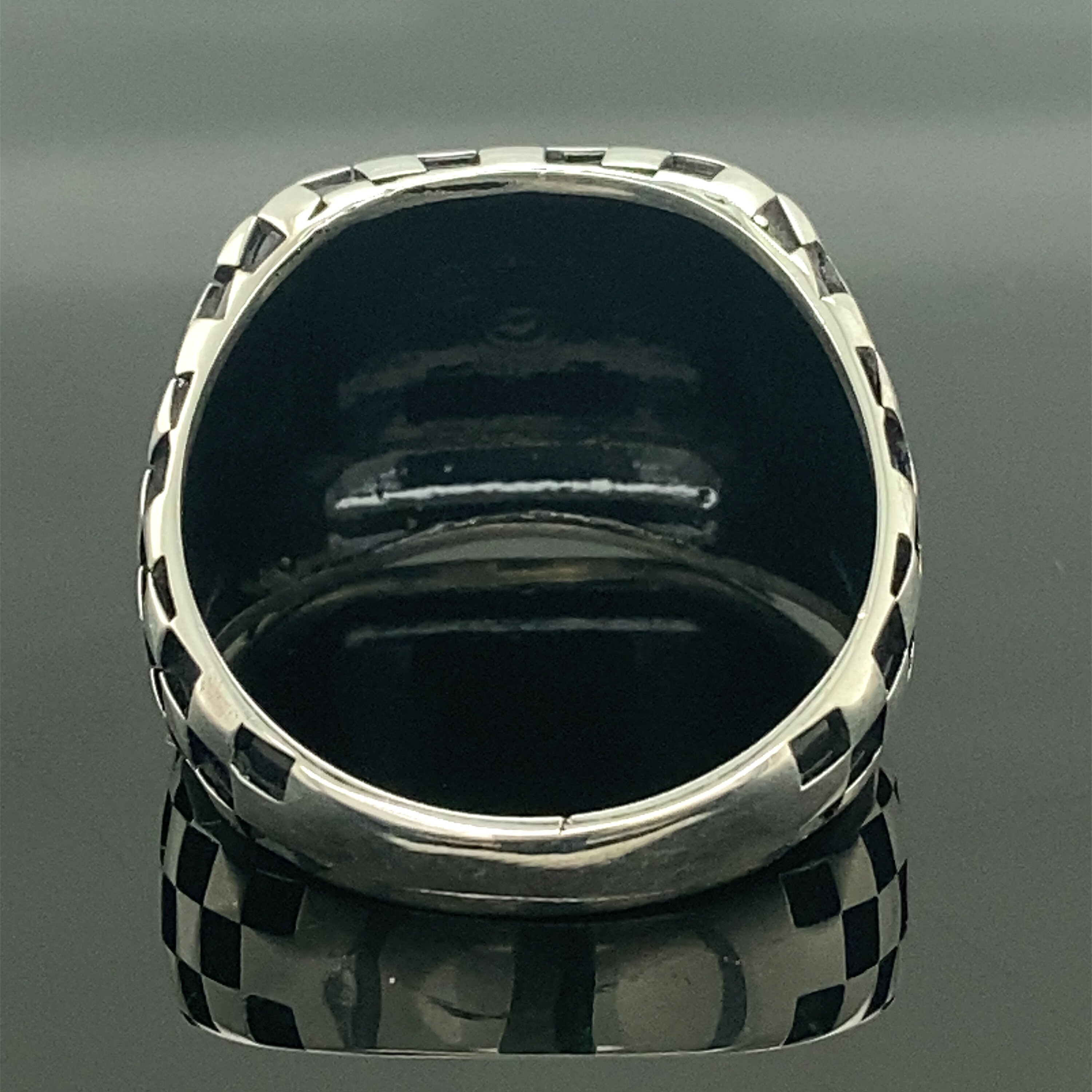 Silver Handmade Checkered Ring , Racing Design Ring , Silver Men Band ...