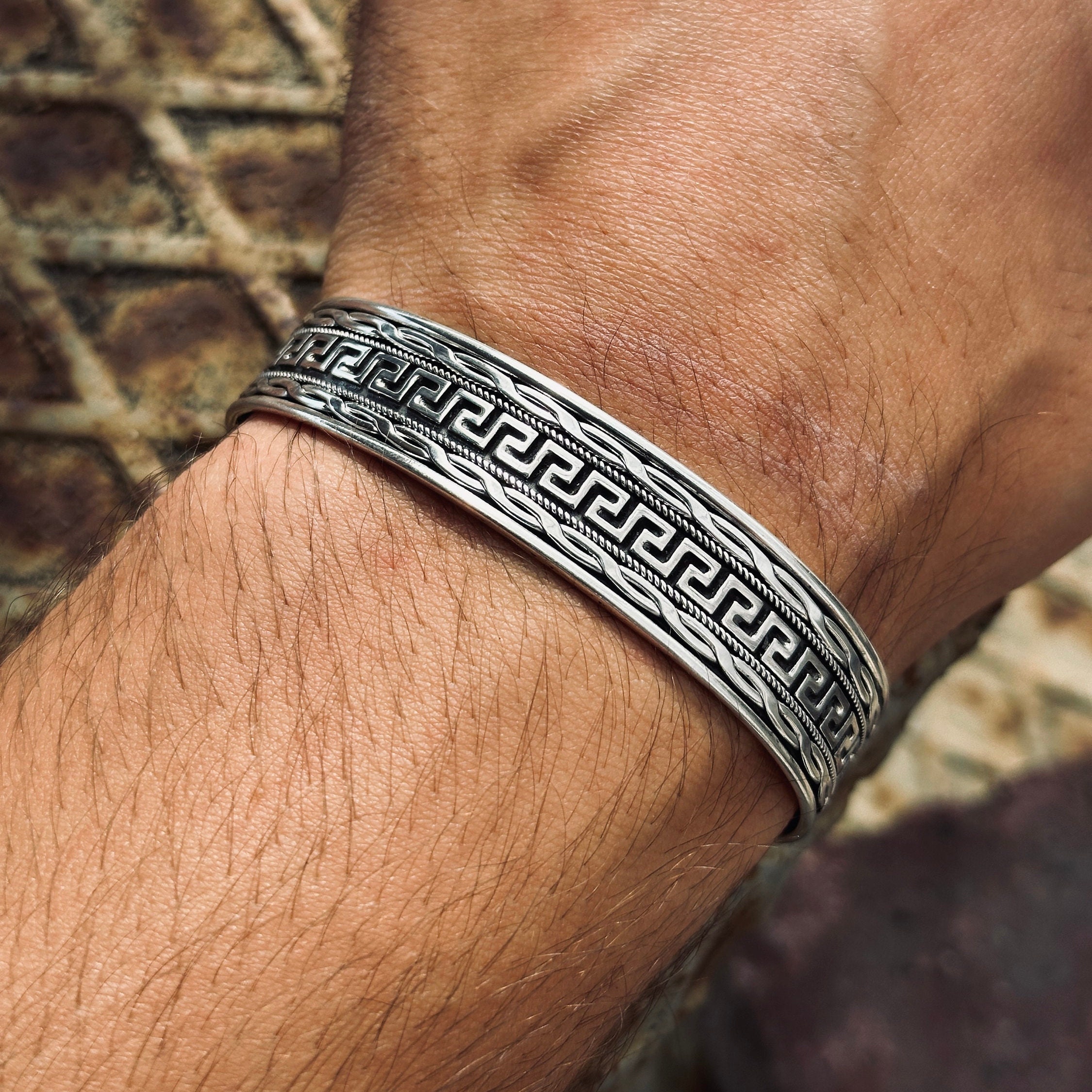 【CTHY】HIGH-END SILVER BRACELET Thick Sterling Silver Cuff Bracelet 20mm , Handmade Silver Unisex