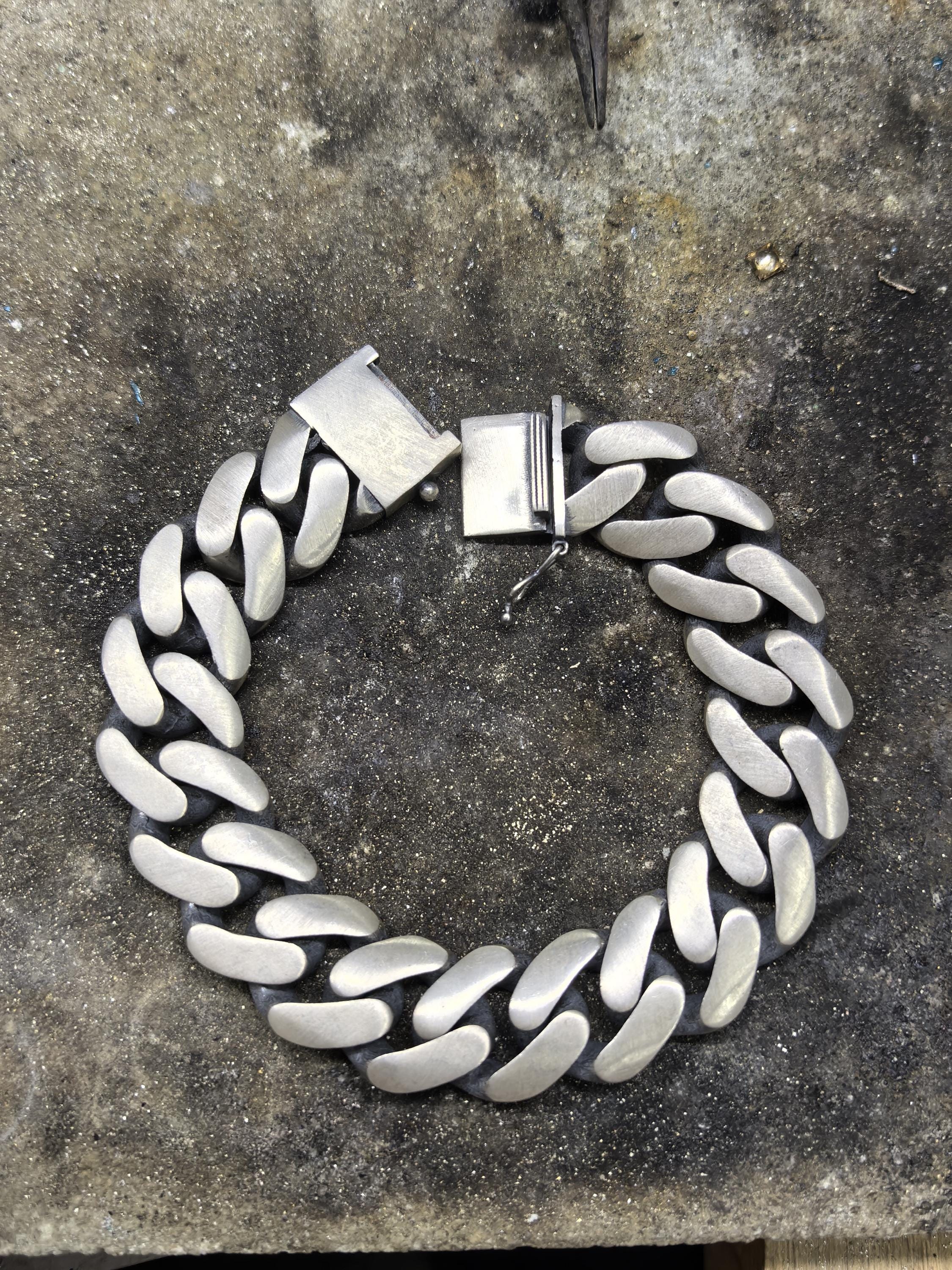 【YArKA】silver925 thick chain bracelet Sterling Silver Curb Chain Bracelet | Chunky Chain Link