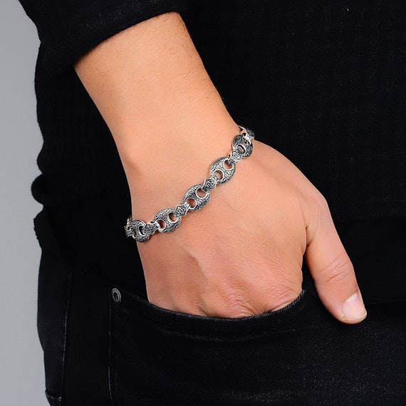 Men's Chain Bracelet , Handmade Heavy Link Bracelet Men's Chain Bracelet , Handmade Heavy Link Bracelet