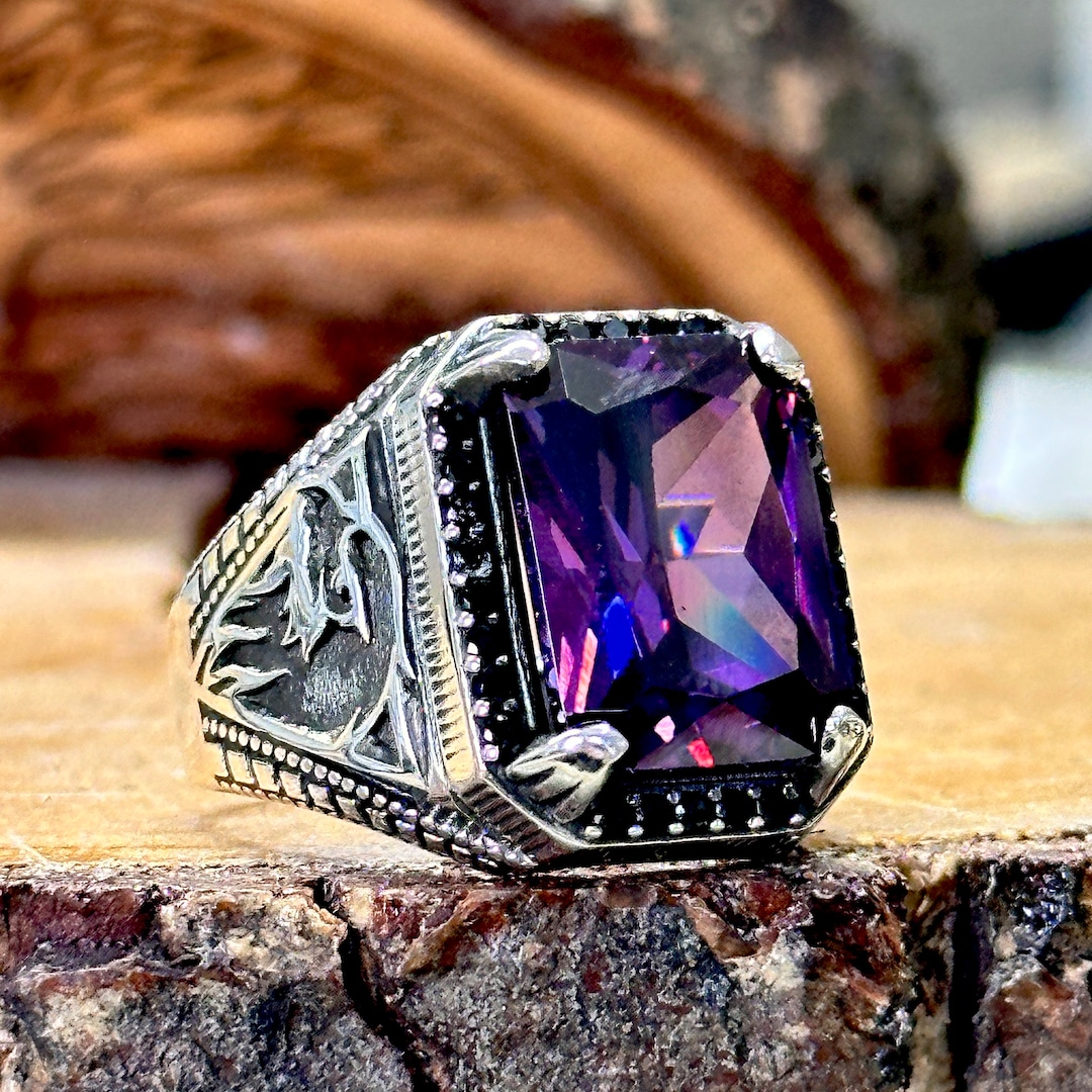 Silver Amethyst Ring , Silver Men Handmade Ring , Eagle Model Ring, Purple  Gemstone Ring , Amethyst Men's Ring , 925k Sterling Silver Ring - Etsy  Sweden, image size:1080x1080