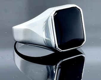 トップブランドのファッション Black Ring Hipster Ring, Signet Onyx Black Ring, Onyx コスプレ衣装
