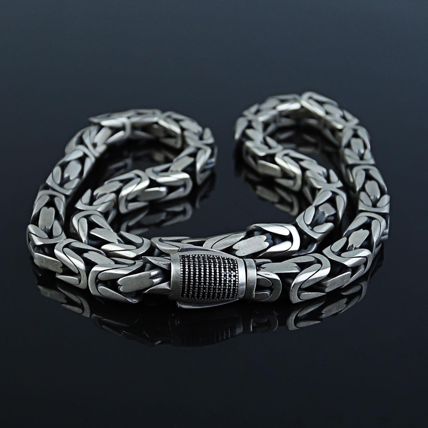 Handmade 10MM Sterling Silver Byzantine Chain, Thick Heavy King
