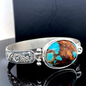 Turquoise Gemstone Engraved Cuff Bracelet, Natural Gemstone Bracelet, Handmade Men Bracelet, Engraved Bangle, Anniversary Gift, Gift For Men