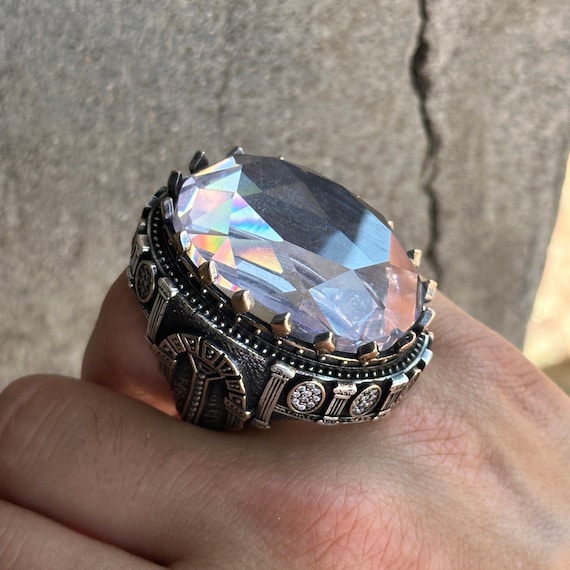 Bague homme diamant faite main grande bague Ice Out pour hommes de style ottoman bague en argent moissanite bague vintage en argent ottomane pour homme fabriquee a la main Etsy Canada