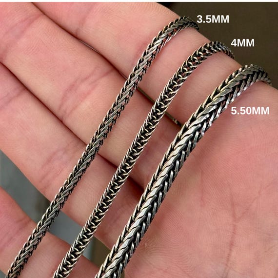 925/1000 シルバー 　Silver925 Silver 925 Silver Men Chain, Fox Tail Silver Chain, Men Chain Pendant