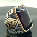 Silver Amethyst Men's Ring , Man Silver Large Ring , Ottoman Style  Ring , Turkish Handmade Silver Men Ring, 925k Sterling Silver Ring product logo
