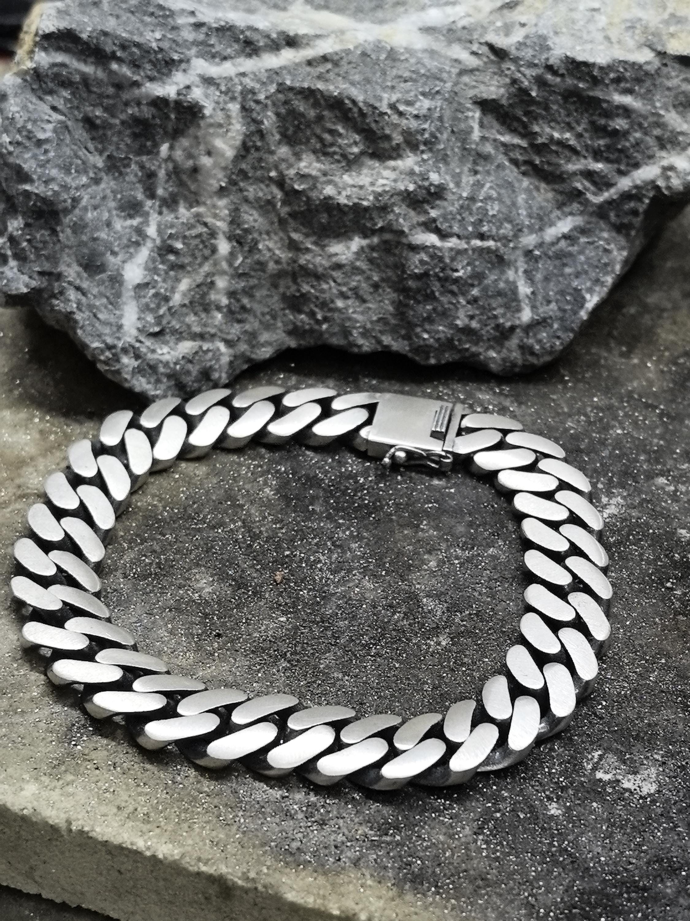 Silver Curb Chain Bracelet, Men Chain Bracelet, Heavy Chain Silver Curb Chain Bracelet, Men Chain Bracelet, Heavy Chain