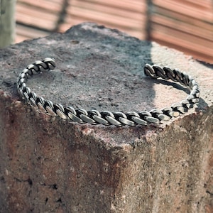 Silber Handgemachte Kette Modell Manschette Armband , Wikinger Armband , Verdrehter Wikinger Armring , Keltische Manschette Armreifen , Nordische Mythologie, Wikinger Schmuck