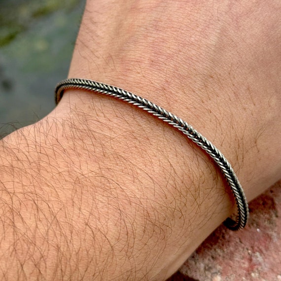 925 Sterling Silver Chain Bracelet, Fox Tail Chain, Handmade Solid