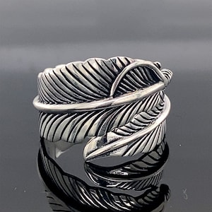 Silver Feather Ring , Silver Handmade Unisex Feather Ring , Silver Feather Band , 925k Sterling Silver Ring , Gift For Him