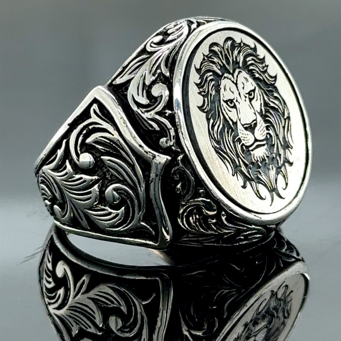 Lion Head Signet Ring , African and Zodiac Ring , Leo Signet Ring ...