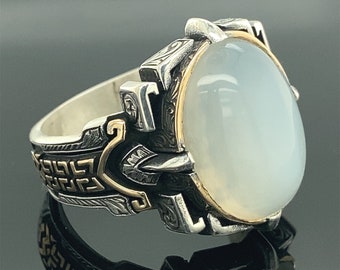Natural Moonstone Ring , Man Raw Moonstone Ring , Rainbow Moonstone Ring , Handmade Silver Ring , 925k Sterling Silver Ring , Gift For Him