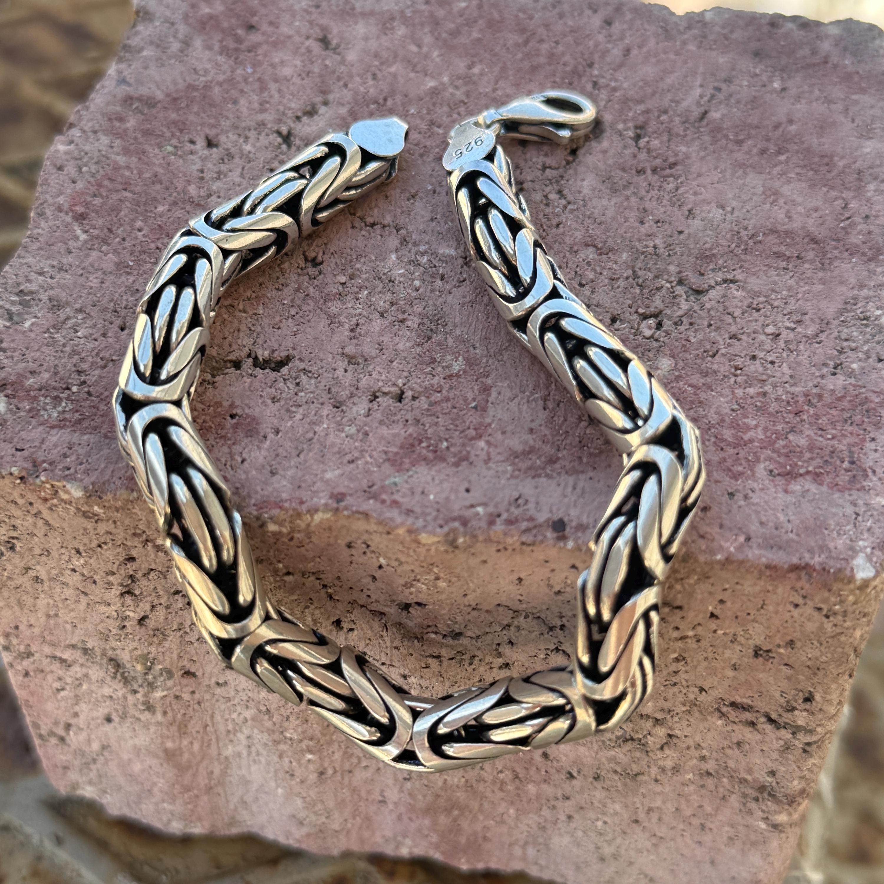 Solid Silver Bali Byzantine Bracelet, 8mm Byzantine Bracelet