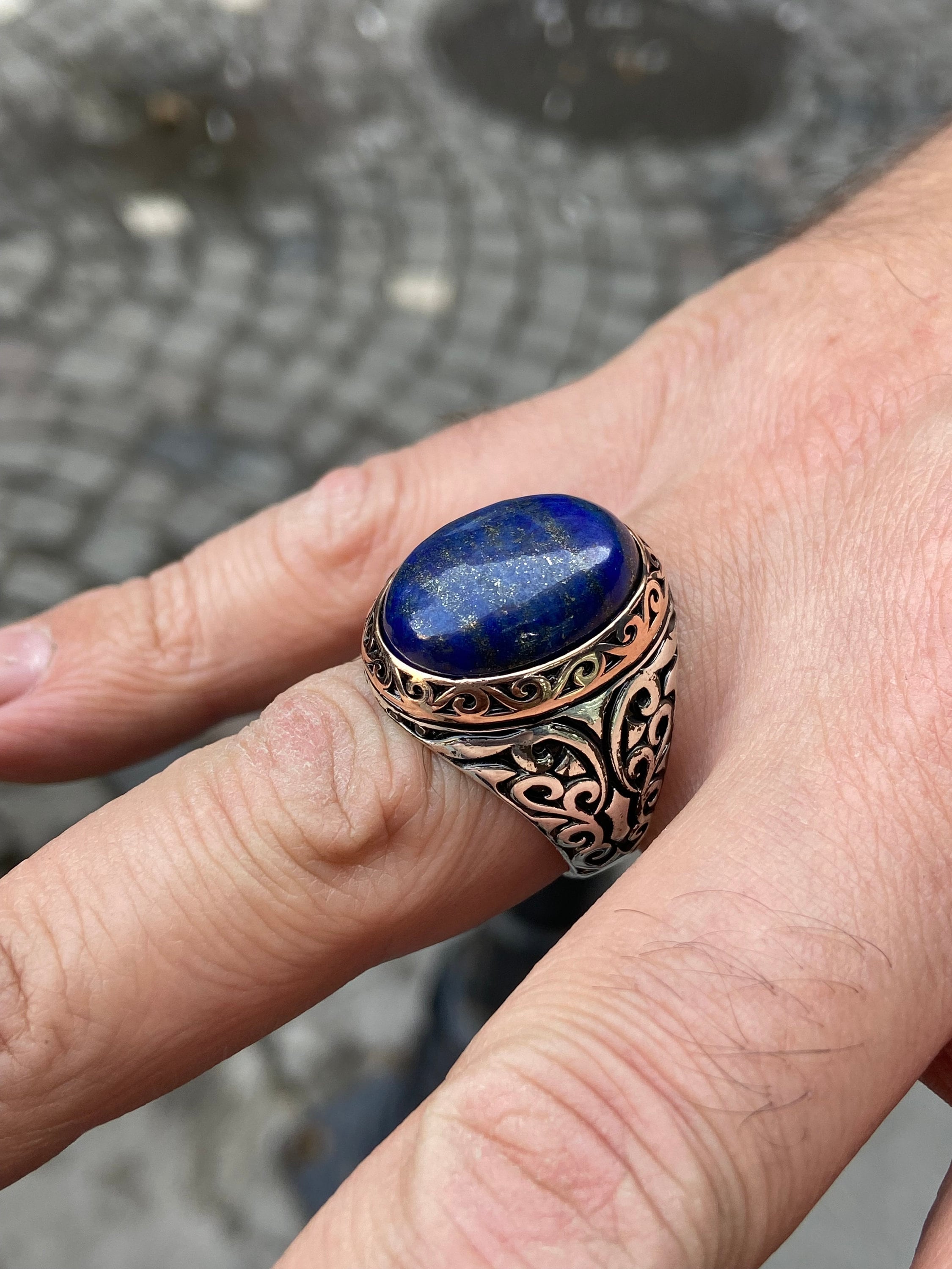 133 Gram Hand Poured Coin Silver Lapis Heavy Bracelet 133 Gram Hand Poured Coin Silver Lapis Heavy Bracelet