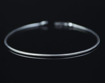 シルバーブレスレット メンズ、メンズブレスレット 細幅1mm スネーク