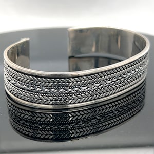 Men Silver Bracelet , Handmade Cuff Bracelet , Sterling Silver Bracelet , Adjustable Silver Bracelet , 925k Sterling Silver Vintage Bracelet