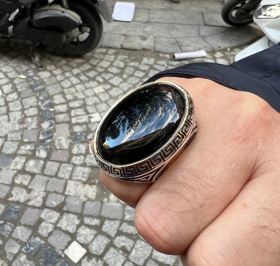 Sterling Silver Large Oval Onyx Ring Sterling Silver Large Oval Onyx Ring