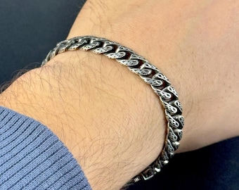 8.5 " 104g UOMO Pesante Motociclista Cubano Cordolo Catena - Foto 4