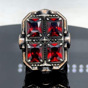 Men Handmade Ruby Stone Large Ring, Ottoman Style Men Ring, Unique Big ...