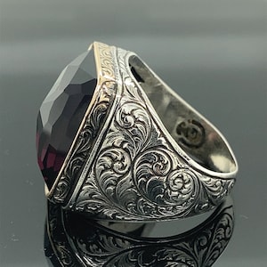 Mens Handmade Ring , Amethyst Men's Ring , Mens Handmade Ring, Turkish ...