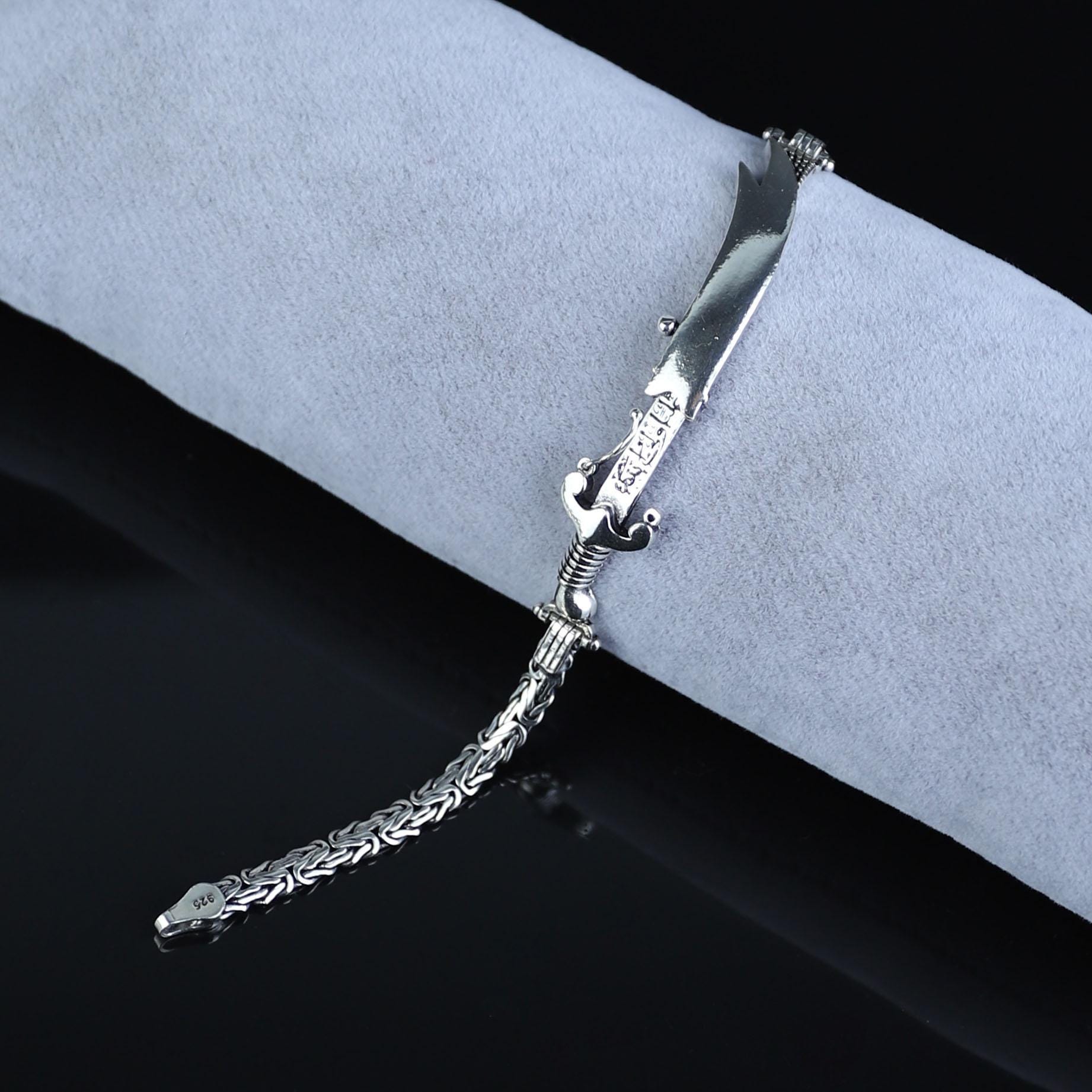 Silver Sword Zulfiqar Chain Bracelet, King Chain Bracelet, Hz