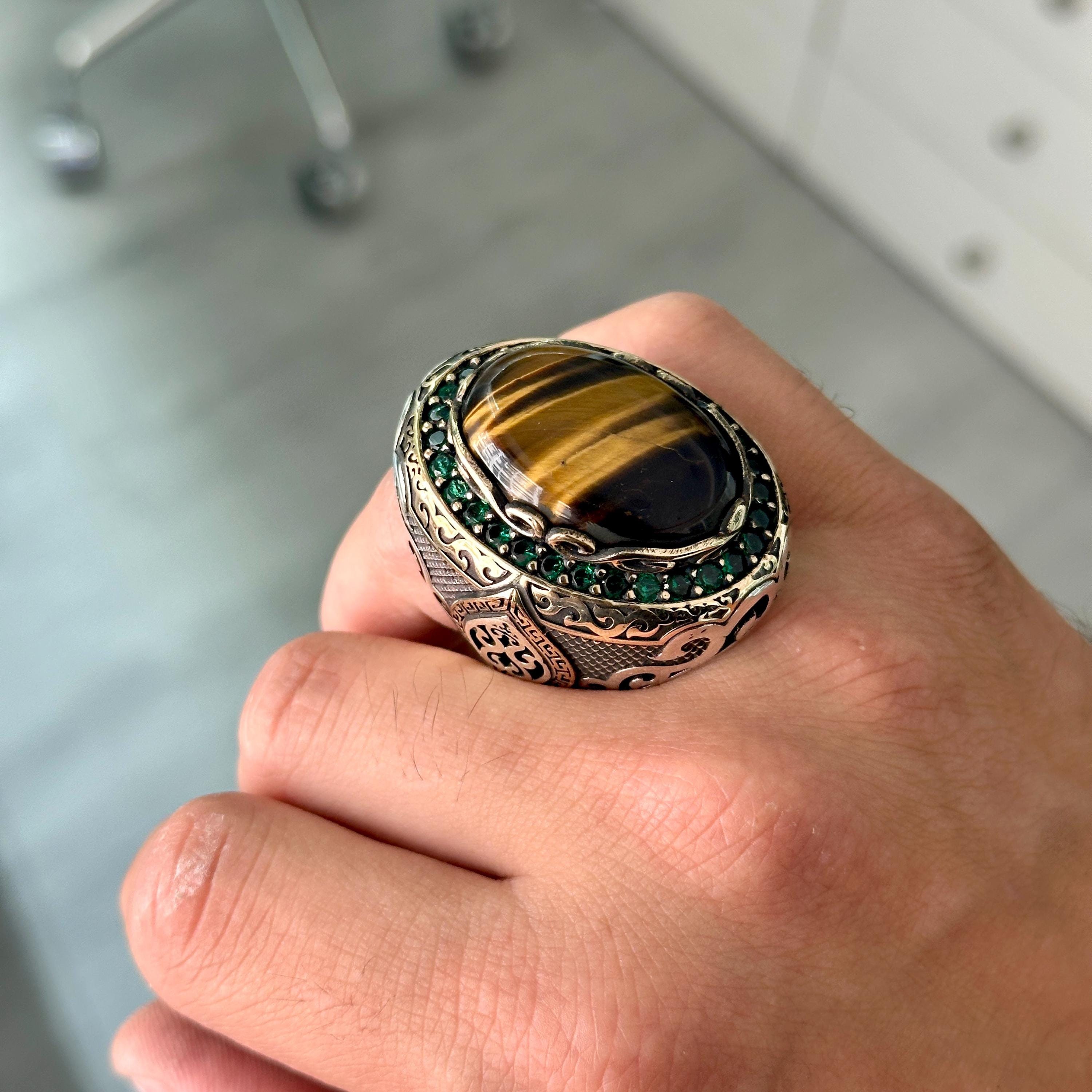 135 - Sterling Silver Easter Blue Turquoise Medicine Man Eye Stamped Stacking Ring by Jason Ogg