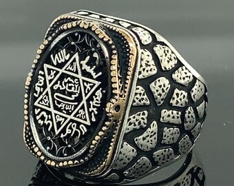 男性用ソロモンの印章リング、シルバーソロモン印章リング、キング