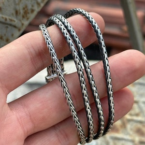 Hand-Engraved Silver Chain Bracelet , 4 Piece Chain Bracelet , Custom Chain Bracelet , Thick Silver Bracelet , 925k Sterling Silver Bracelet